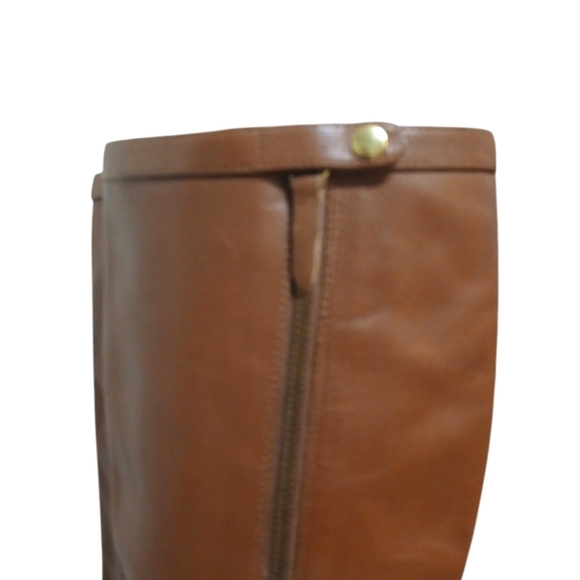 J Crew Harper Caramel Brown Leather Riding Boots Knee High Boots Size 6.5 - Picture 8 of 14